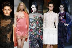 Laufsteg-Looks (v.l.n.r.) von Cavalli, Blumarine, Armani, Cavalli und Armani. Laufsteg-Looks (v.l.n.r.) von Cavalli, Blumarine, Armani, Cavalli und Armani.