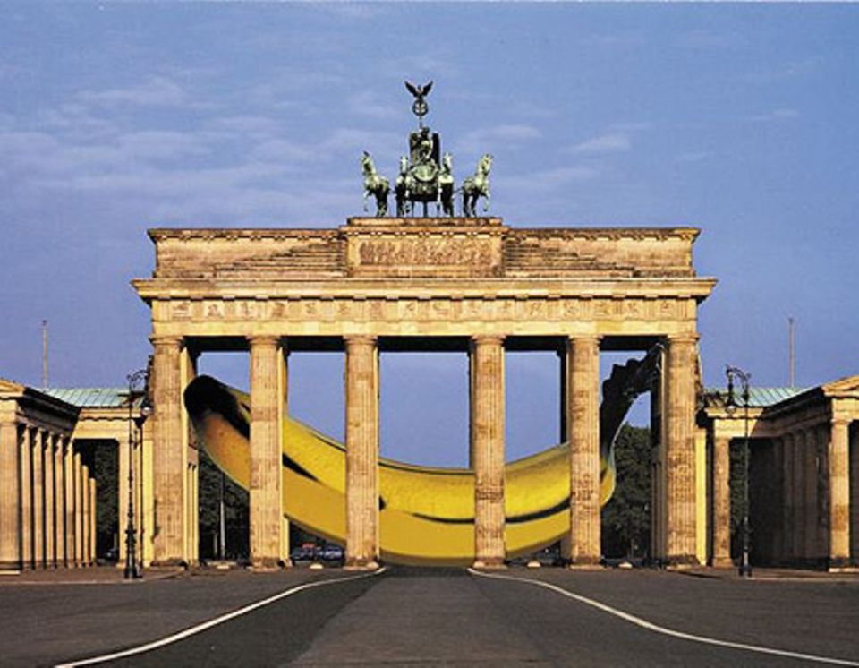 Thomas Baumgärtel: "Banane im Brandenburger Tor", Projekt für Berlin, Collage