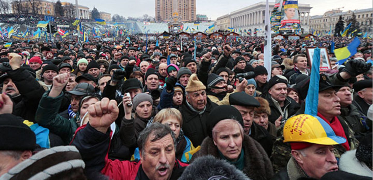 Auf dem Maidan, dem Unabhängigkeitsplatz in Kiew, protestieren seit Tagen Tausende Ukrainer gegen die Regierung von Präsident Viktor Janukowitsch.