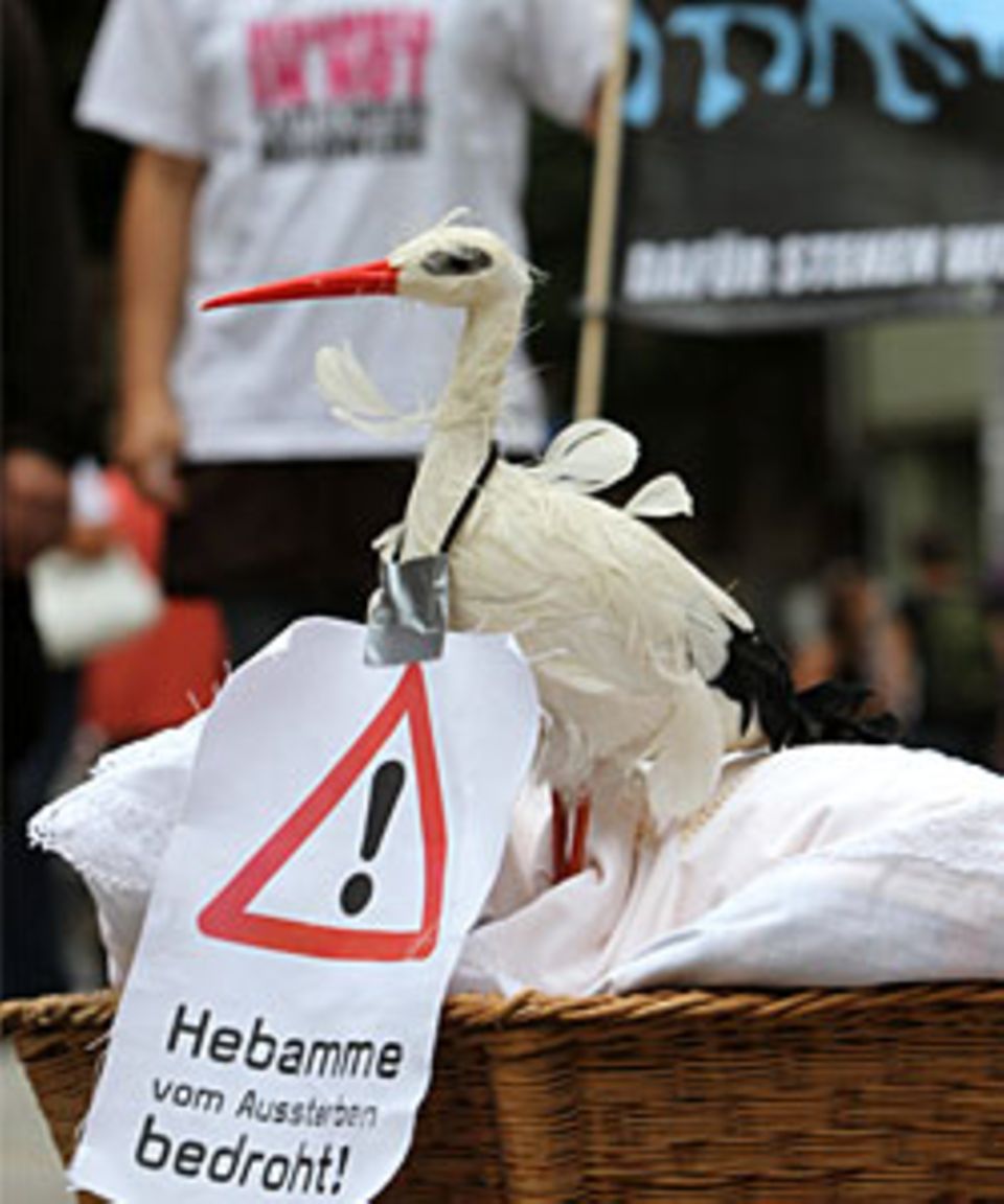Eine bedrohte Art: Hebammen in Erfurt protestierten auf der Straße für bessere Bezahlung