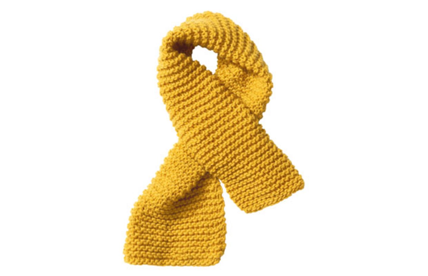 Gelber Schal aus Schurwolle - Anleitung zum Stricken