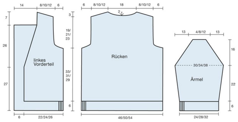 Blau melierte Jacke stricken - Anleitung und Muster Blau melierte Jacke stricken - Anleitung und Muster