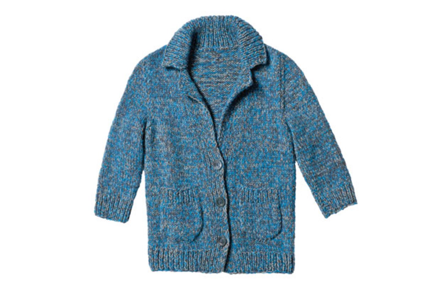Blau melierte Jacke stricken - Anleitung und Muster