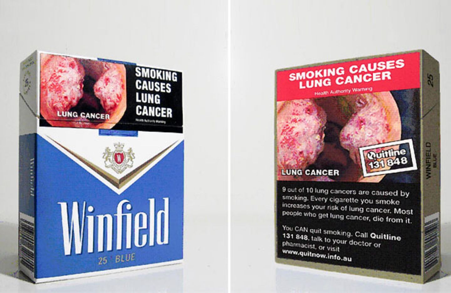 Zigarettenpackungen mit Warnhinweisen aus Australien