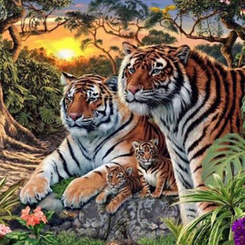 Könnt ihr alle Tiger auf diesem Suchbild finden?