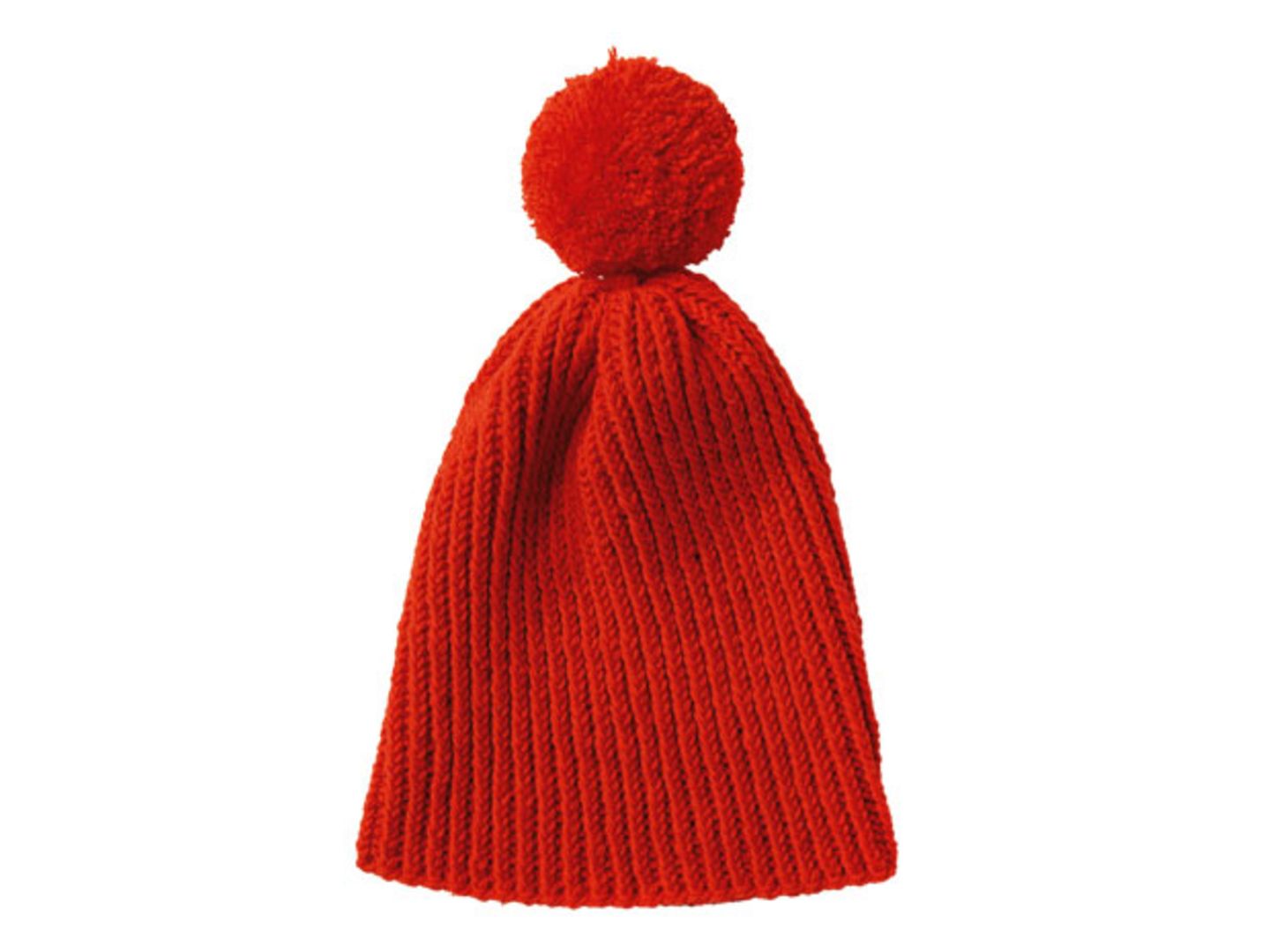 Rote Mütze mit Bommel stricken - eine Anleitung