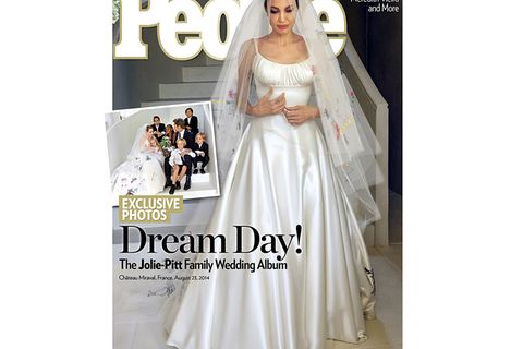 So sah Angelina Jolie in ihrem Hochzeitskleid aus