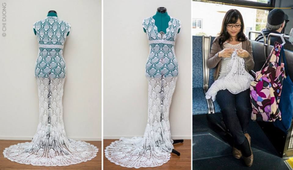 Hochzeitskleid häkeln: Diese Braut macht es vor