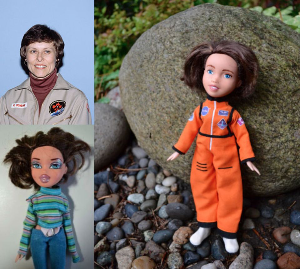 Warum nicht zu den Sternen greifen? Patin für diese Puppe stand Roberta Bondar, die erste Frau aus Kanada, die ins Weltall flog. Warum nicht zu den Sternen greifen? Patin für diese Puppe stand Roberta Bondar, die erste Frau aus Kanada, die ins Weltall flog.