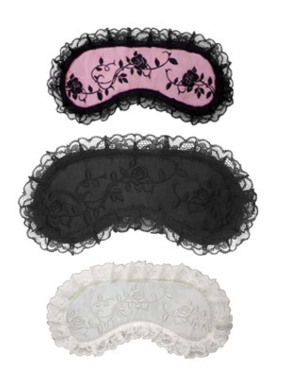 Süße Schlafmasken in Rosa, Weiß und Schwarz von Daydream, je um 15 Euro. Über www.daydream.ch.