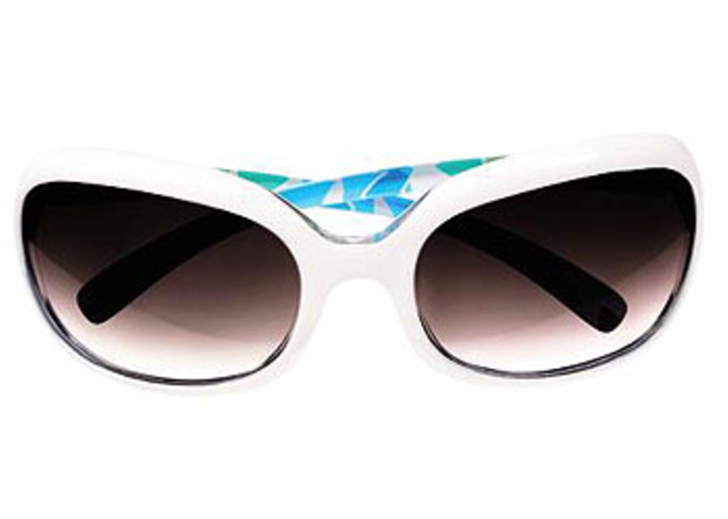 Brille mit weiß-bunter Kunststofffassung und braunen Gläsern; 19,90 Euro; von H&M