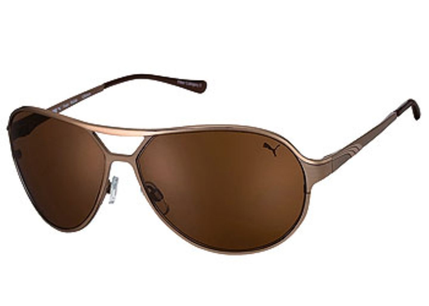 Pilotenbrille mit bronzefarbener Metallfassung und braunen Gläsern; 149,00 Euro; von Puma
