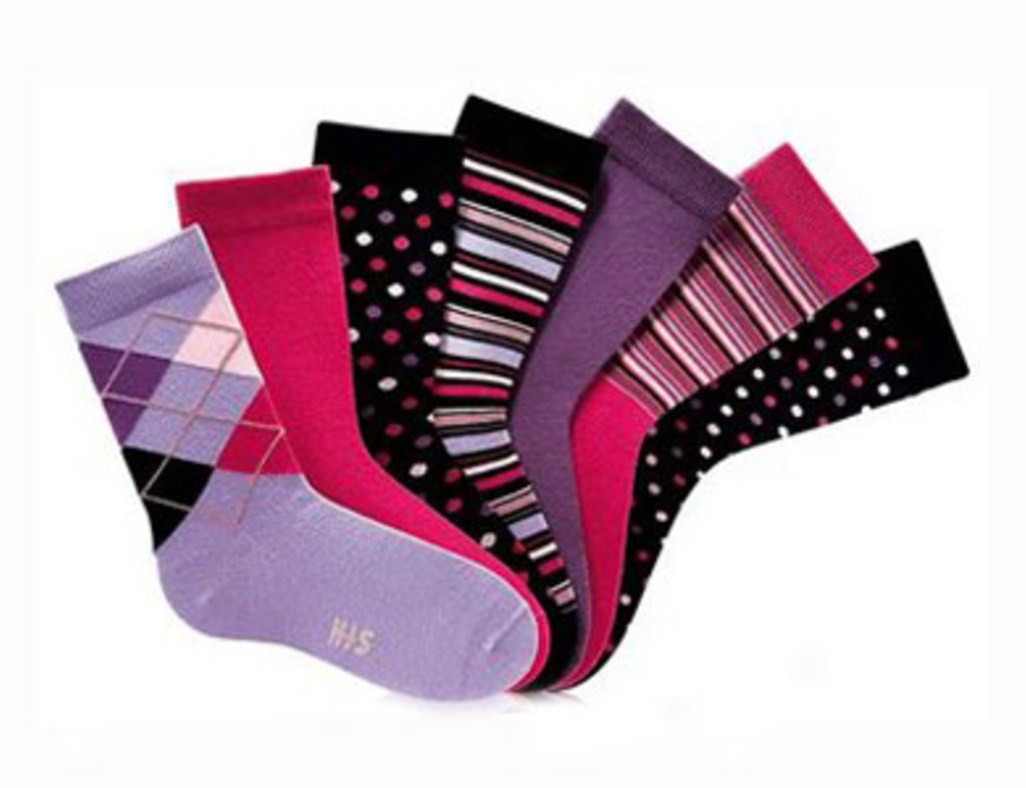 Socken in Lilia und Pink von his. Sieben Stück für ca. 17 Euro