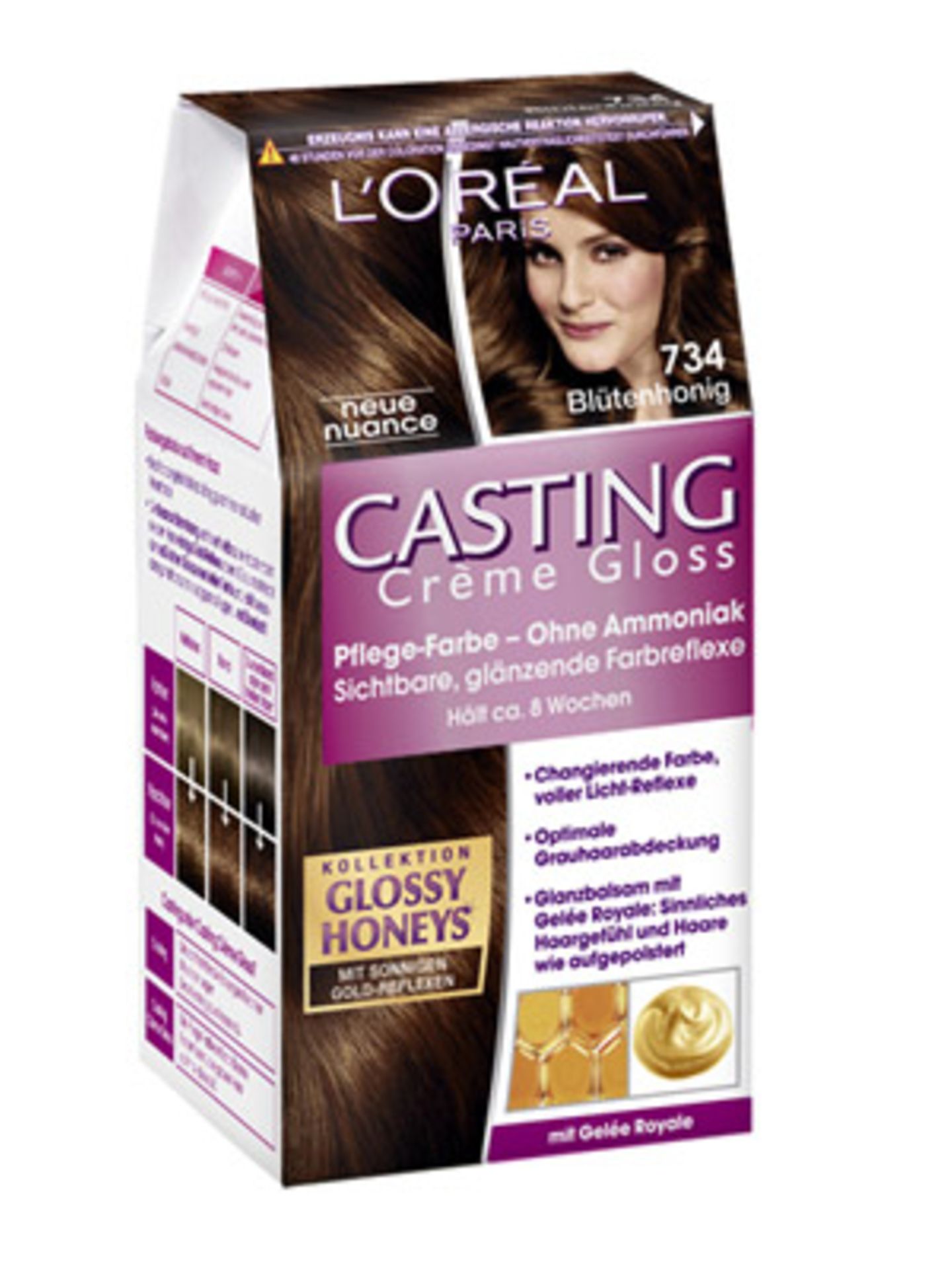 Casting Crème Gloss von L'Oréal mit Honig-Reflexen in der Farbnuance "Blütenhonig". Um 8 Euro.