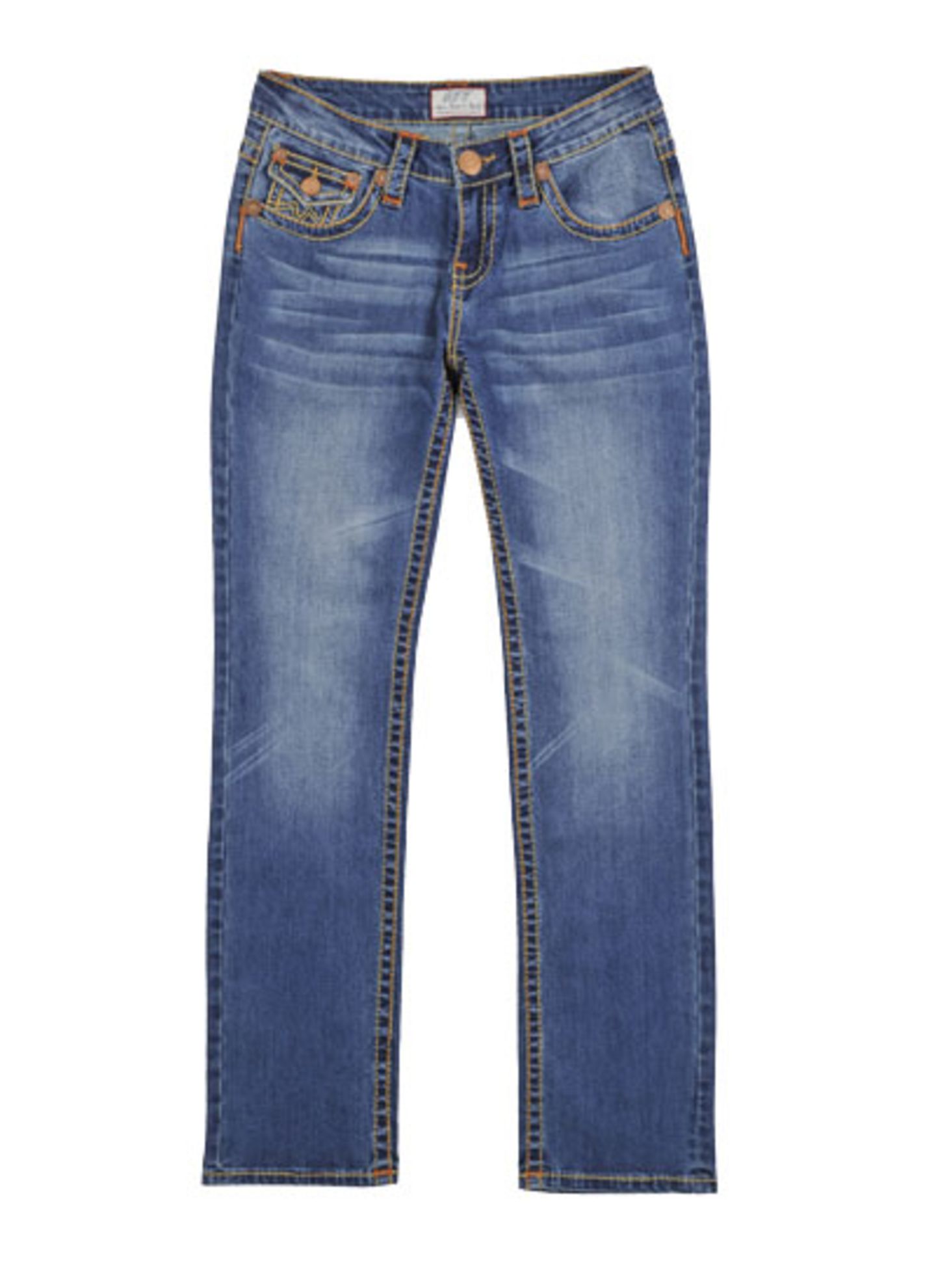 Jeans mit farbigen Nähten von Amor, Trust & Truth, um 80 Euro.