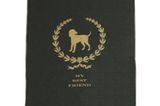 Hundedecke in Schwarz-Grau mit goldenem Schriftzug "My Best Friend" von Pinja Fashion, um 15 Euro.