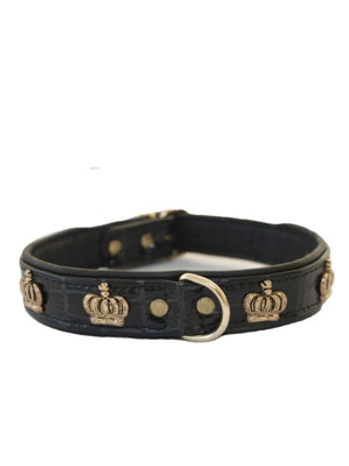 Royales Lederhalsband mit goldenen Krönchen von The Royal Dog an Cat, um 50 Euro. In verschiedenen Größen erhältlich.