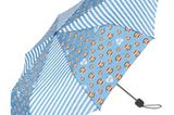 Fröhlich bunter Regenschirm in hellem Blau von Paul Frank, um 24,99 Euro. Zu Bestellen über www.frontlineshop.com