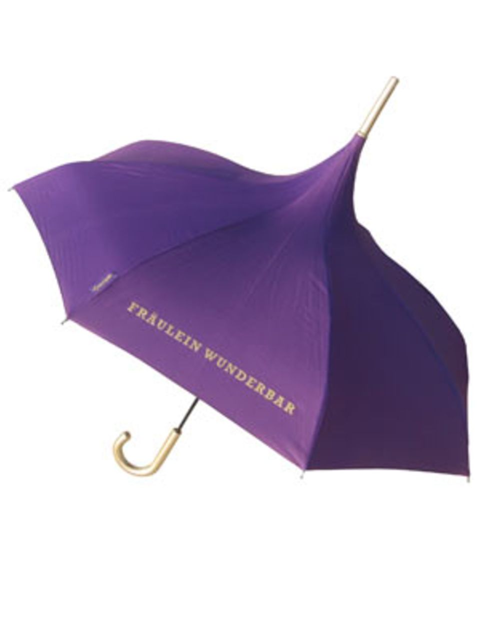Damit schon der Weg in die Uni Spaß macht: Schirm mit Schriftzug "Fräulein Wunderbar" von Pinja, um 24 Euro.