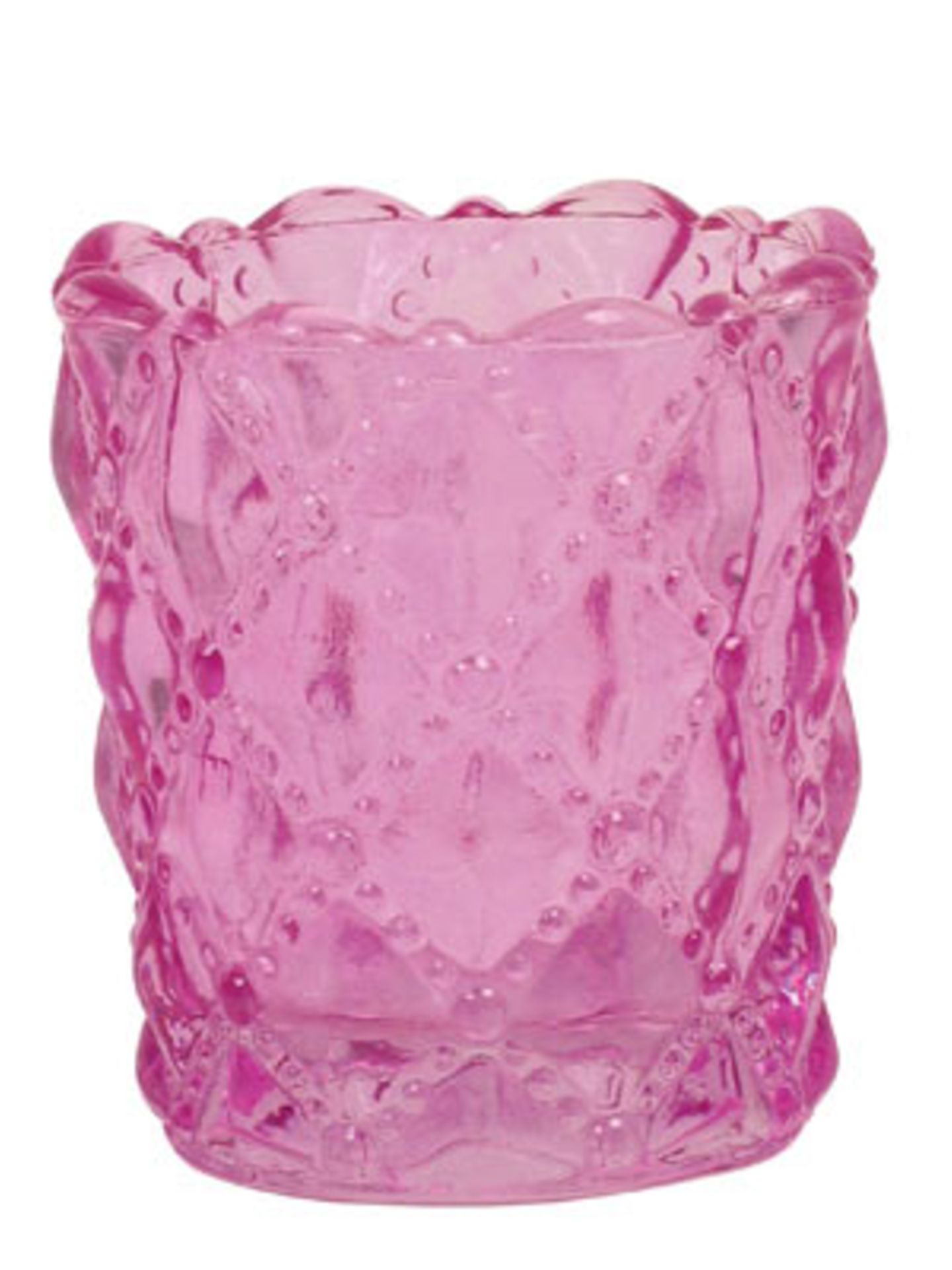 Teelicht    Hübsches, rosafarbenes Teelichter in Ornament-Optik. Auch in pink, grün und türkis erhältlich.    Preis: ca. 3 Euro, über  www.bertine.de