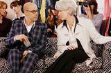 "Der Teufel trägt Prada": Modedirektor Nigel (Stanley Tucci) und Chefredakteurin Miranda (Meryl Streep) fällen ihr Urteil über die vorgeführte Mode.