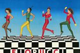 Die tanzenden Modelle von Fiorucci im Disco-Look der 70er-Jahre.