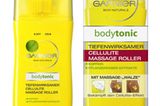 Anti-Cellulite-Gel aus Koffein und Pflanzenfaserextrakten für die tägliche Anwendung mit Massageroller, der die Durchblutung fördert. Garnier, um 9 Euro.