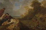 Dirck van der Lisse: Schlafende Nymphen von Satyrn überrascht (ohne Jahr, spätes 17. Jahrhundert), Öl auf Leinwand