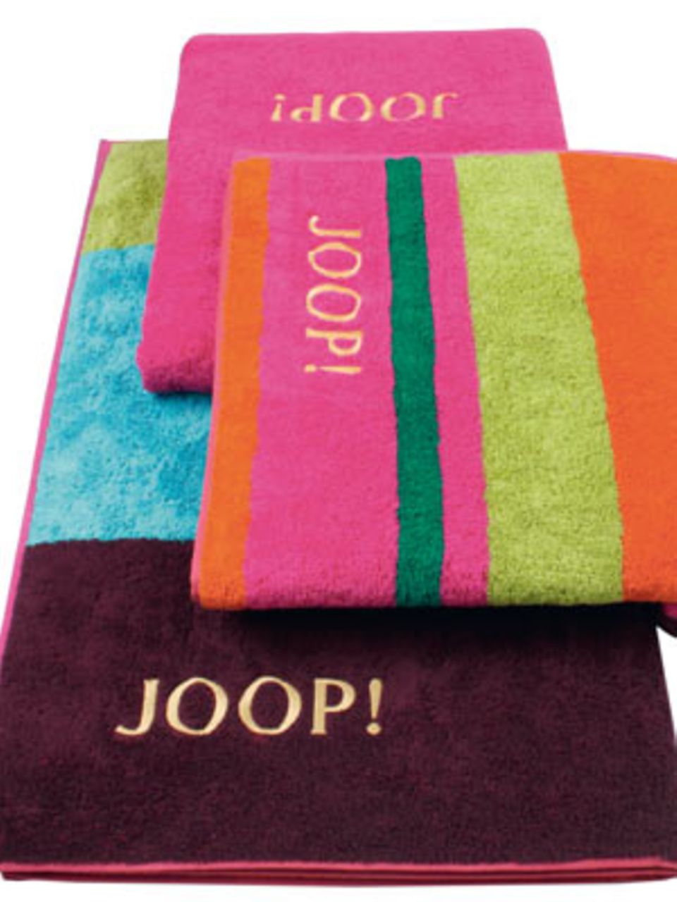 JOOP! Living Farbenfrohe Strandtücher aus der "Beach Glamour"-Kollektion von JOOP! Living. Maße: 80x200 cm, aus Baumwolle, um 70 Euro. Über www.joop.com.