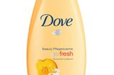 Die Beauty-Pflegedusche von Dove enthält Extrakte aus Pfirsischen und weißem Ingwer. Um 2,50 Euro.