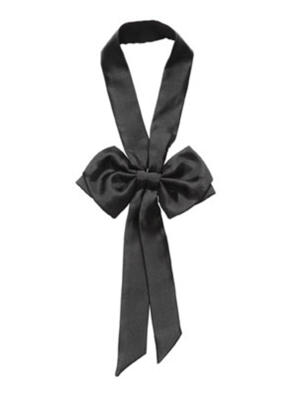 Lange Schwarze Seidenkette-Krawatte mit Schleife von H&M, um 6 Euro.
