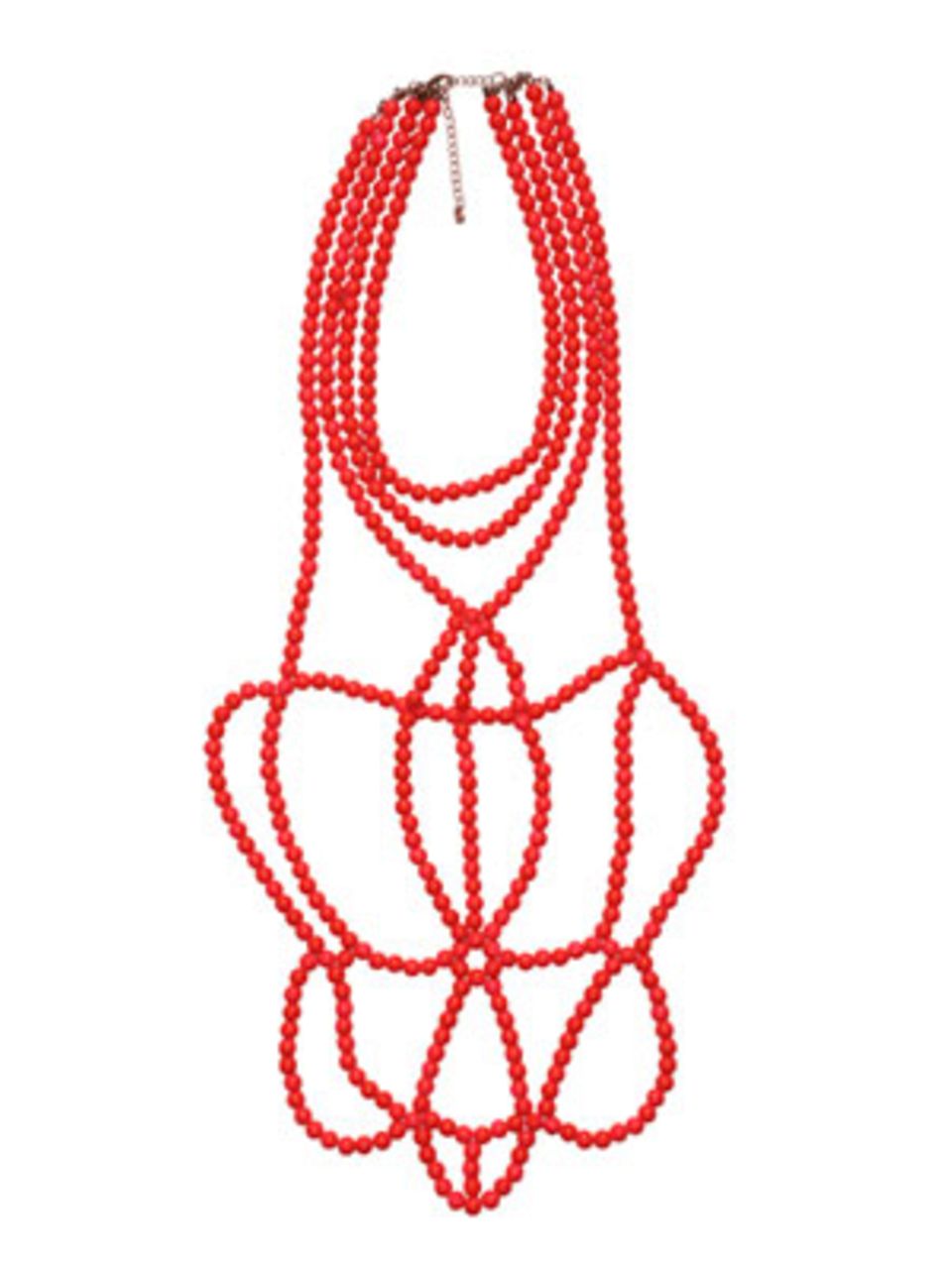 Raffiniertes Perlen-Collier in Rot von H&M, um 20 Euro.