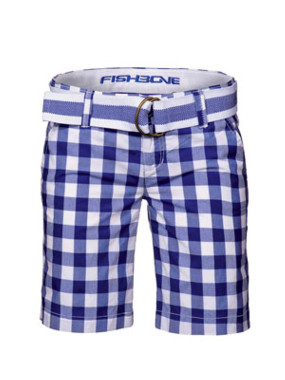 Karierte Shorts mit Gürtel in Blau-Weiß von New Yorker, um 20 Euro.