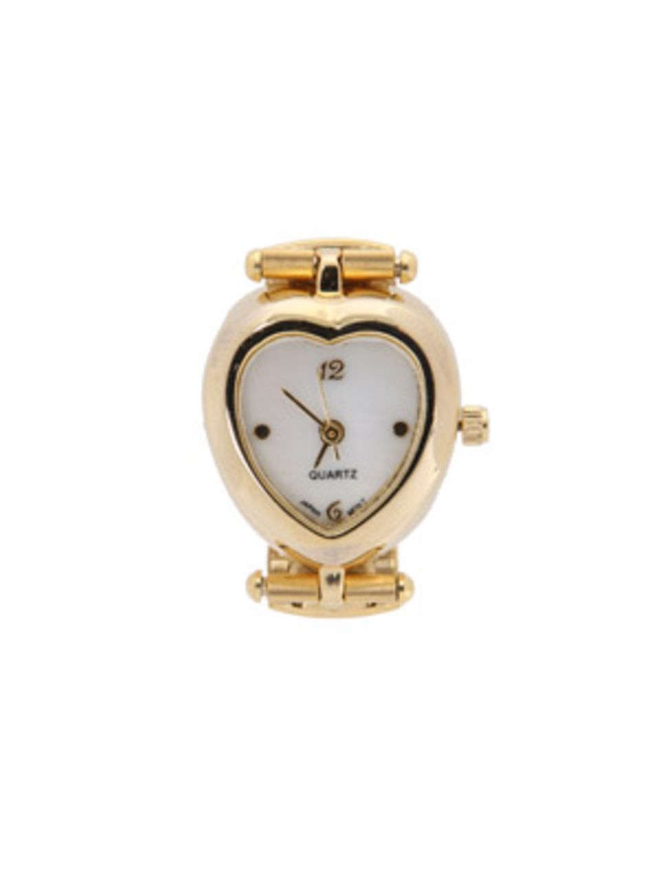 Goldene Uhr mit herzförmig eingefasstem Ziffernblatt von Urban Outfitters, um 25 Euro.