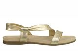 Goldene Sandale mit bewährter, luftdurchlässiger Sohle von Aerosoles, um 50 Euro.