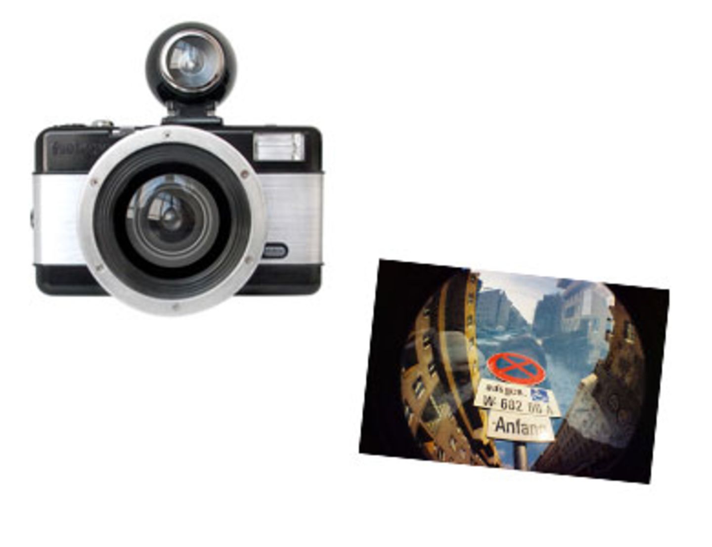 Die LOMO Fisheye Kamera bildet gerade Linien, die nicht durch die Bildmitte verlaufen, gekrümmt ab. Dadurch entsteht die einzigartige Fisheye-Optik. Um 90 Euro bei fredflare.