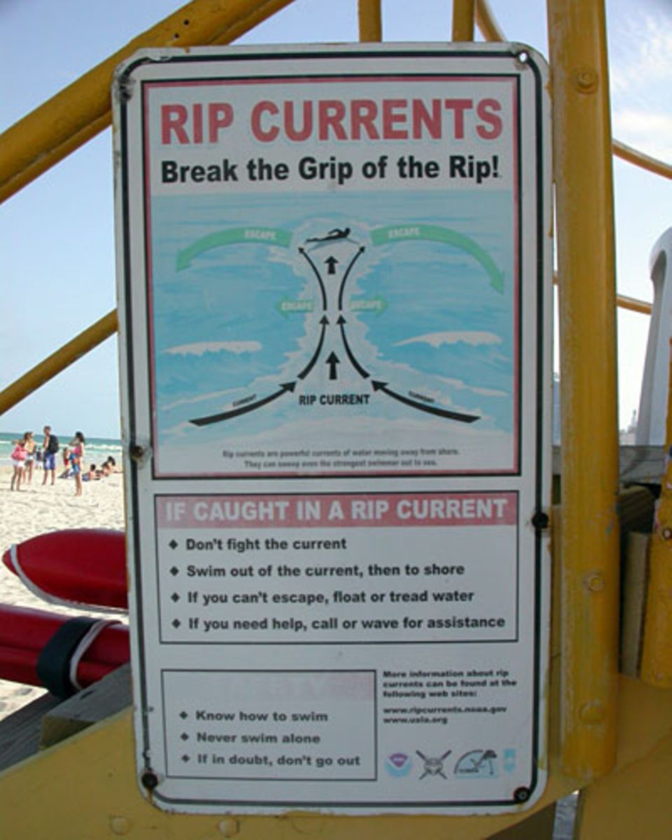 Tipps für den Umgang mit den lebensgefährlichen Rip-Strömungen am Strand von Miami Beach.