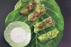 Thymian und Oliven sind mit eingewickelt. Und dazu gibt's frische Sahnesoße. Zum Rezept: Spitzkohlröllchen mit Hähnchenbrust Thymian und Oliven sind mit eingewickelt. Und dazu gibt's frische Sahnesoße. Zum Rezept: Spitzkohlröllchen mit Hähnchenbrust