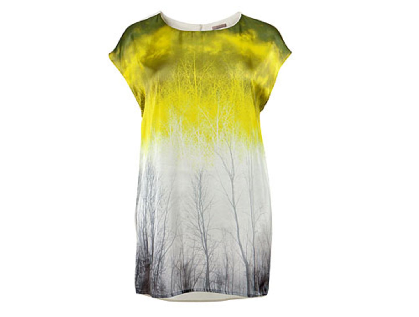H&M-Shirt Waldprint gelb-grau