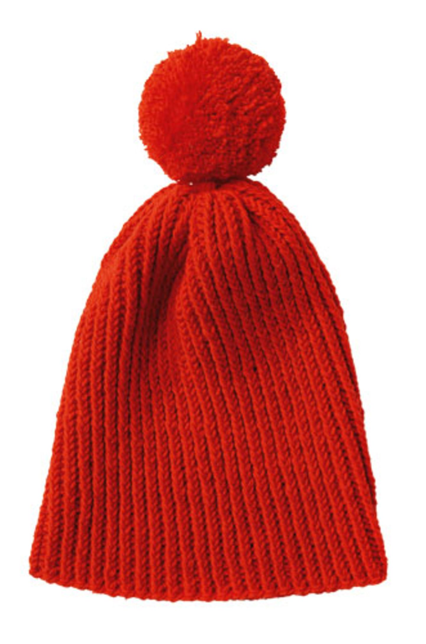 Rote Mütze mit Bommel