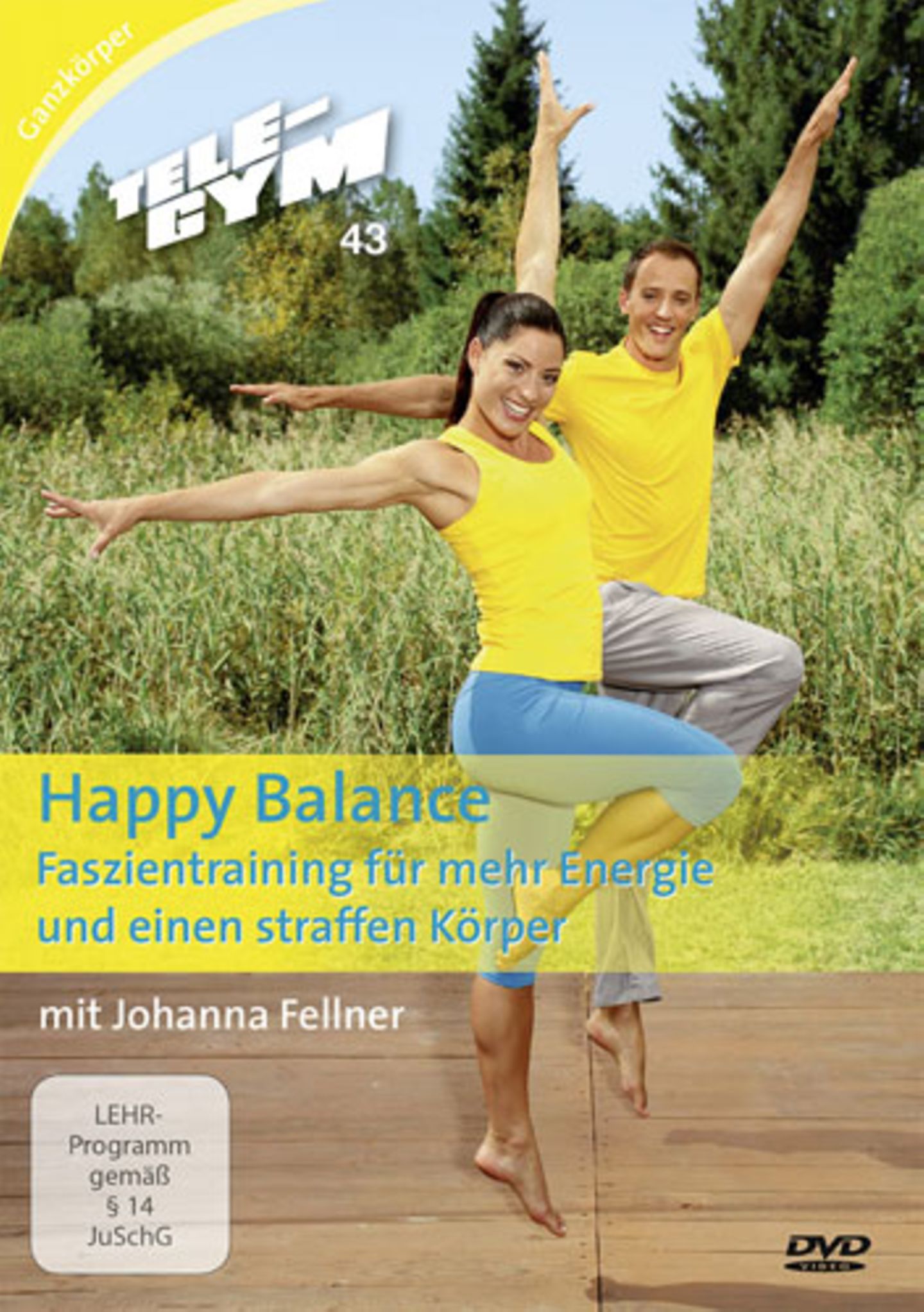 Mehr Übungen für das Bindegewebe gibt es in der folgenden Tele-Gym-Folge mit Johanna Fellner: "Happy Balance - Faszientraining für mehr Energie und eine straffe Figur".