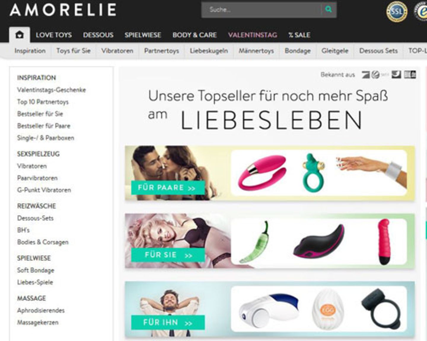 Der Online-Shop: Amorelie