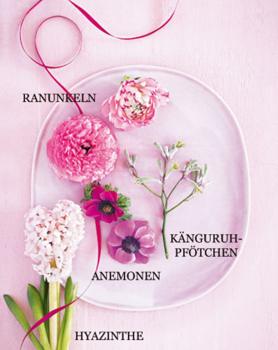 Blumenstrauß mit Anemonen, Ranunkeln und Hyazinthen
