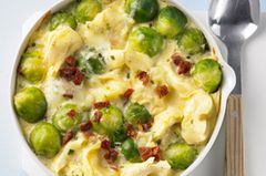 Tortellini-Gratin Dass Rosenkohl auch in Aufläufen eine gute Figur macht, überrascht uns wenig. Dieser ist vegetarisch gut mit Tortellini. Zum Rezept: Rosenkohlauflauf mit Tortellini