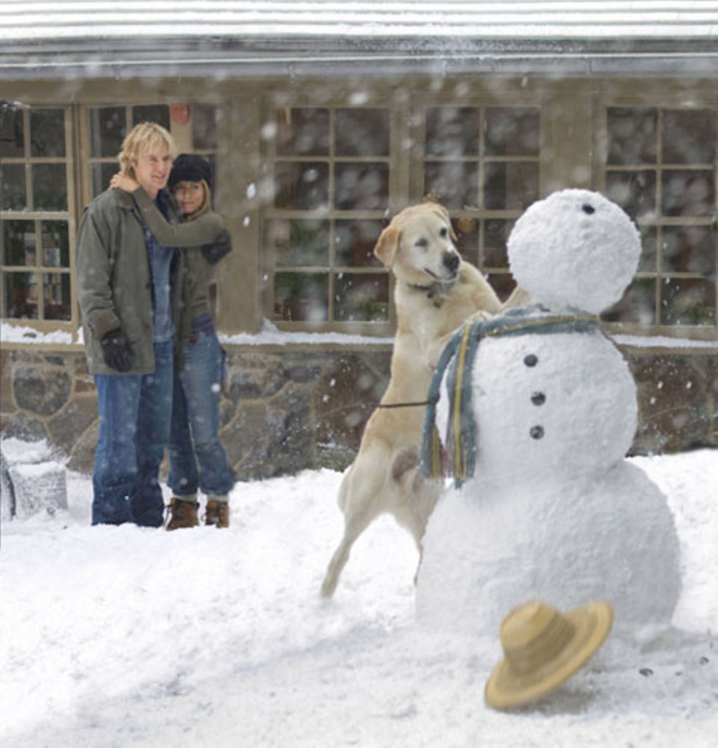 Haustiere: Jennifer Aniston und Owen Wilson mit Labrador