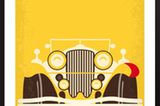 Literaturkenner werden den gelben Sportwagen sofort seinem Besitzer zuordnen können: Grafisches Poster "The Great Gatsby" von Chungkong über Juniqe, circa 17 Euro.