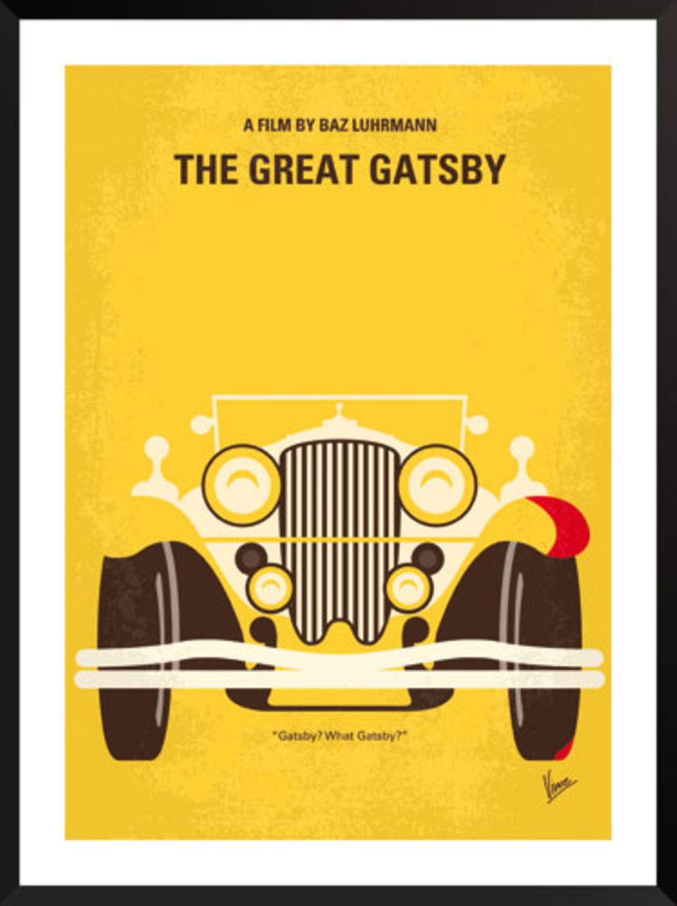 Literaturkenner werden den gelben Sportwagen sofort seinem Besitzer zuordnen können: Grafisches Poster "The Great Gatsby" von Chungkong über Juniqe, circa 17 Euro.