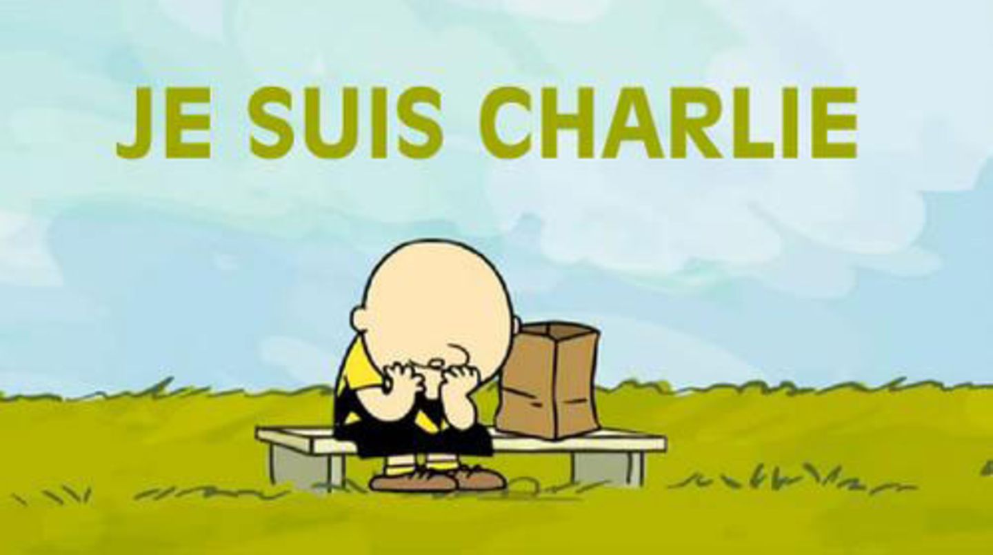 Auch Charlie Brown trauert: Magnus Shaw kombinierte das Motto "Je suis Charlie" mit einem Bild des Comiczeichners Charles M. Schulz, dem Vater der Peanuts.