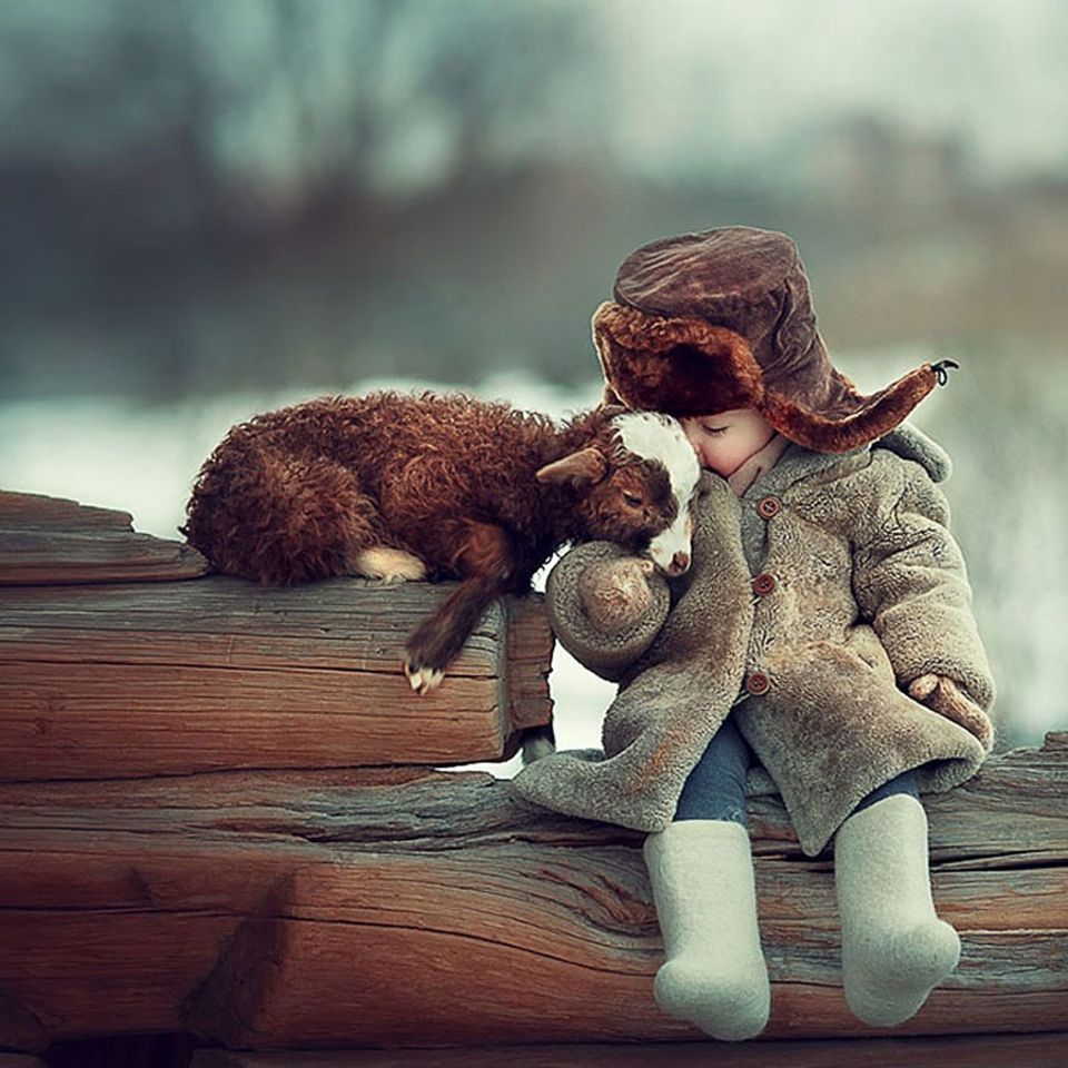 Zauberhafte Freundschaft: Tiere und Kinder spielen miteinander wie im Märchen