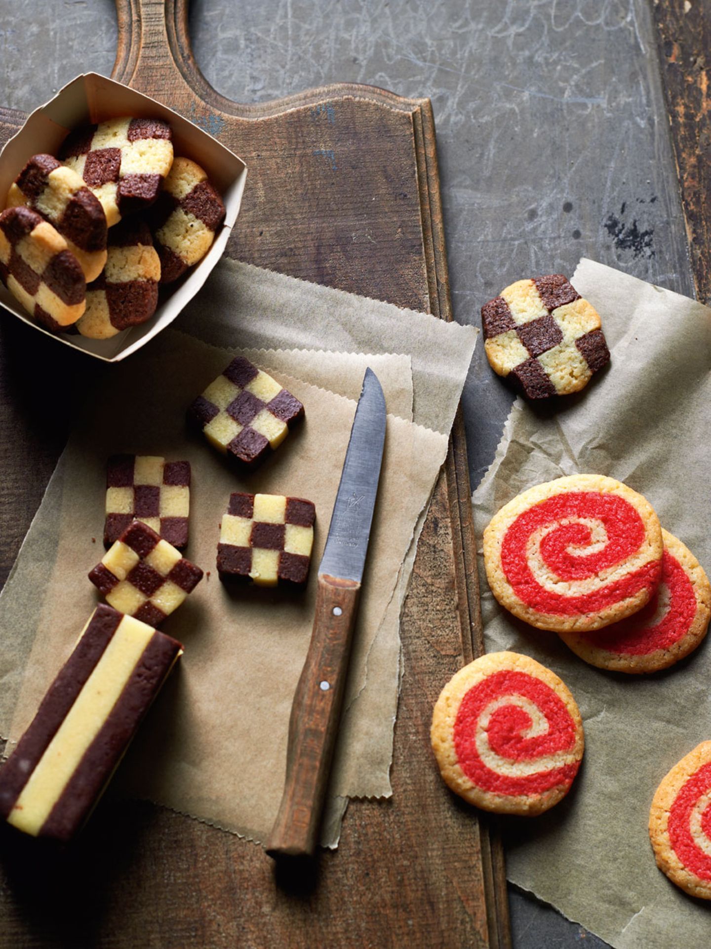 Pinwheels und Checkerboard Cookies
